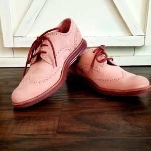Pink suede Cole Haan Oxfords